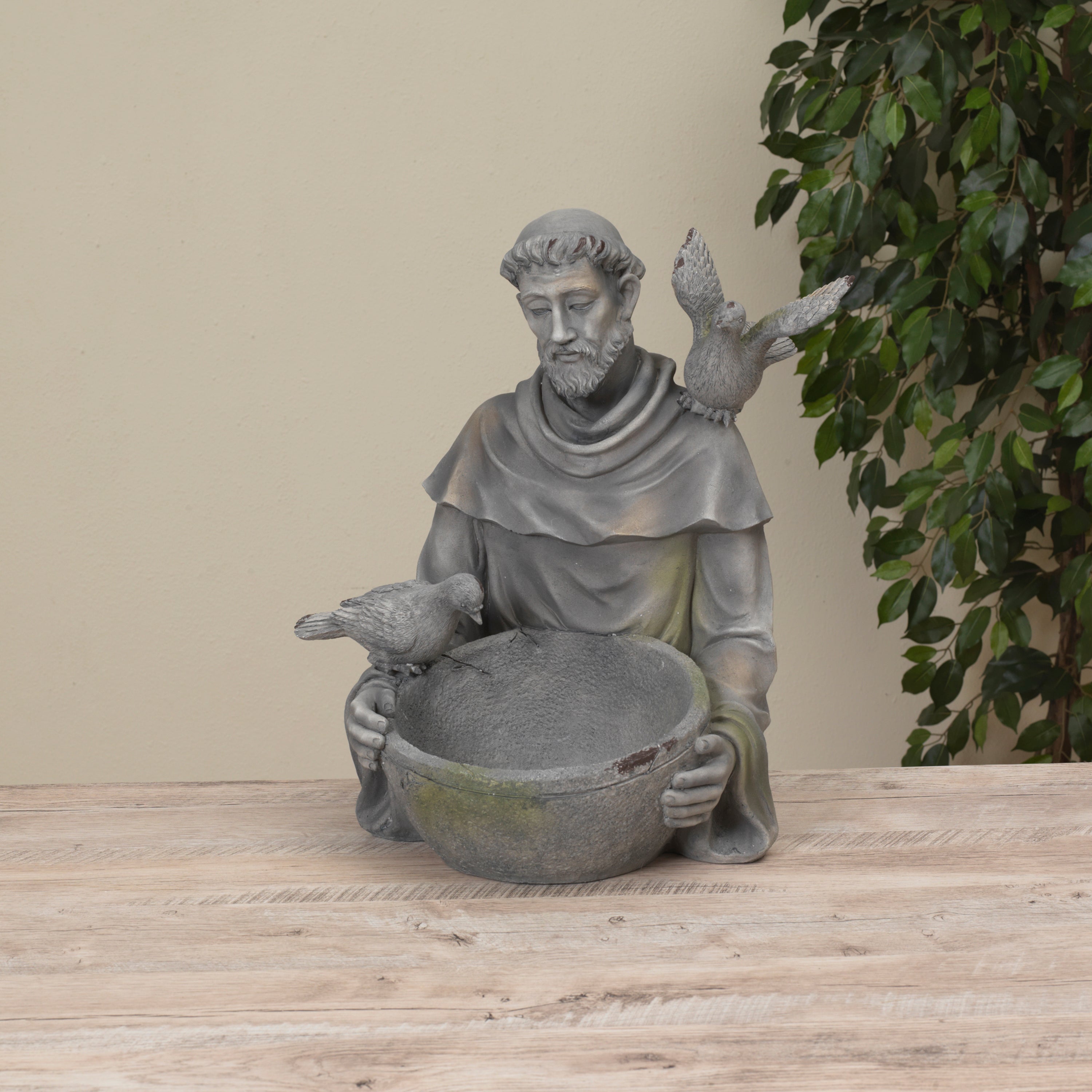 18.5 Inch St. Francis Magnesium Bird Feeder Statue